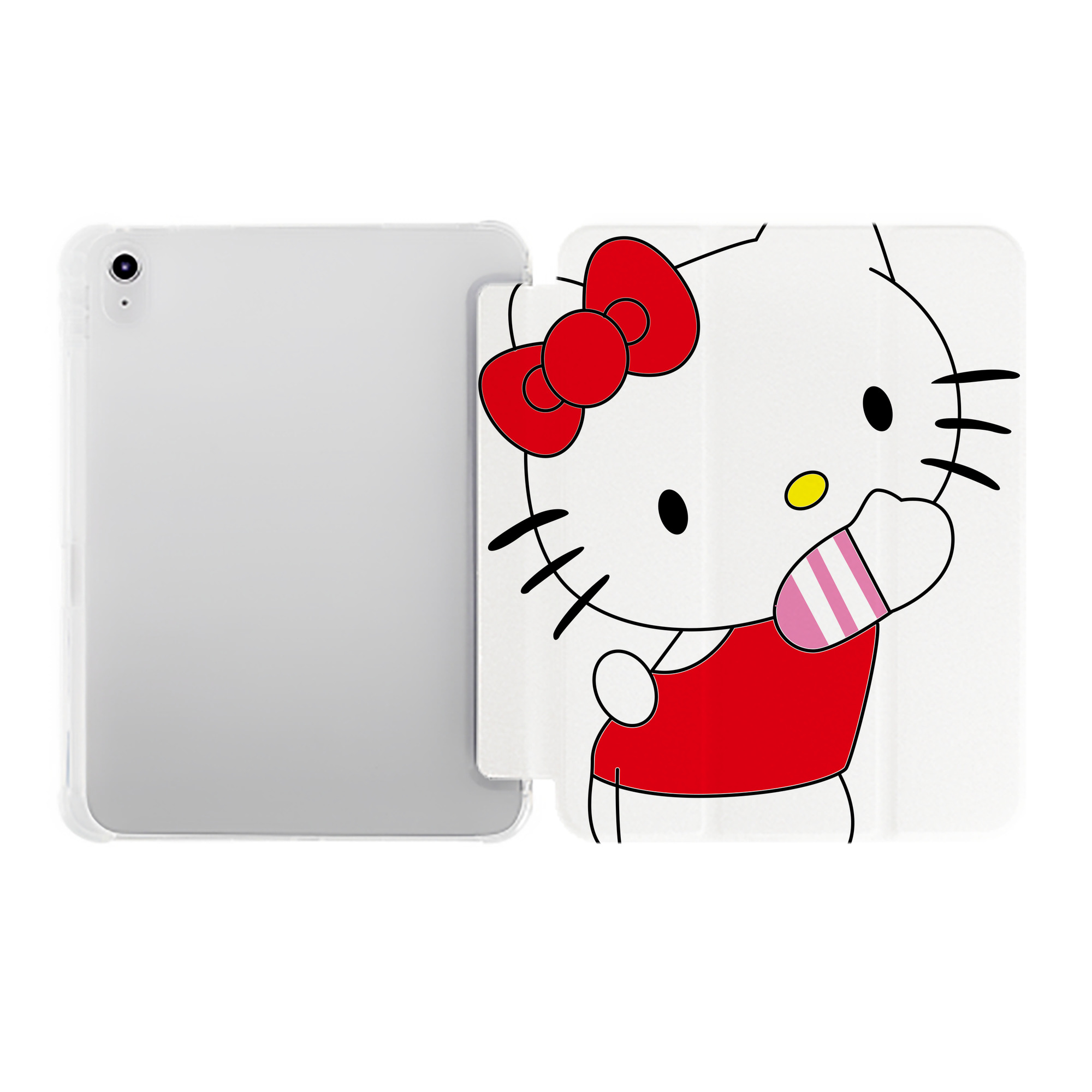 （画像用） Hello Kitty ハローキティ IPad ケース ペン収納付き 三つ折りスタンド PUレザー×シリコン 対応機種9.5/10.5/10.9インチ
